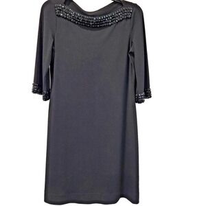 Donna Morgan Black Dress Womens size 6 Beaded Dressy Cocktail Evening Simple‎